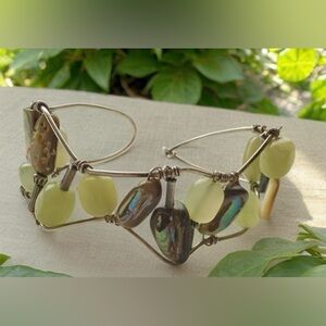 Artisan Crafted Abalone andJade Cuff Bracelet
Fits up to 8.5 inches